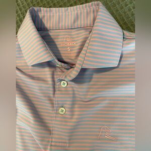 Rhoback Men's Polo in Blue and Pink Stripes